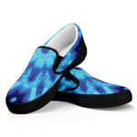 Blue Snowflake Kaleidoscope Print Black Slip On Shoes