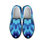 Blue Snowflake Kaleidoscope Print Black Slip On Shoes