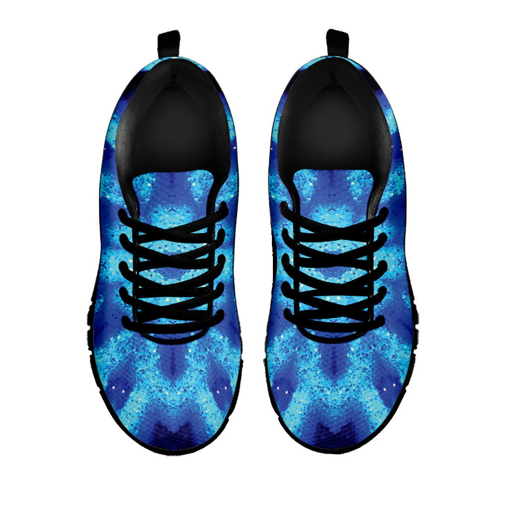 Blue Snowflake Kaleidoscope Print Black Sneakers