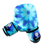Blue Snowflake Kaleidoscope Print Boxing Gloves