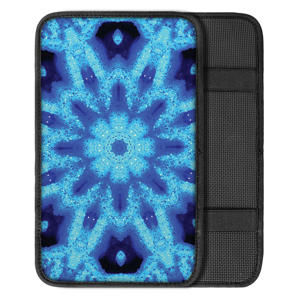 Blue Snowflake Kaleidoscope Print Car Center Console Cover