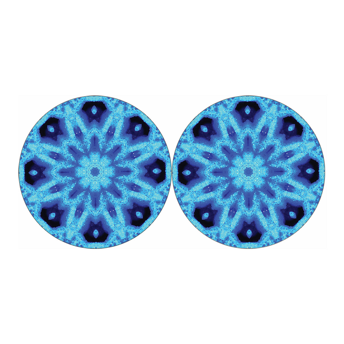 Blue Snowflake Kaleidoscope Print Car Coasters