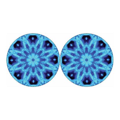 Blue Snowflake Kaleidoscope Print Car Coasters