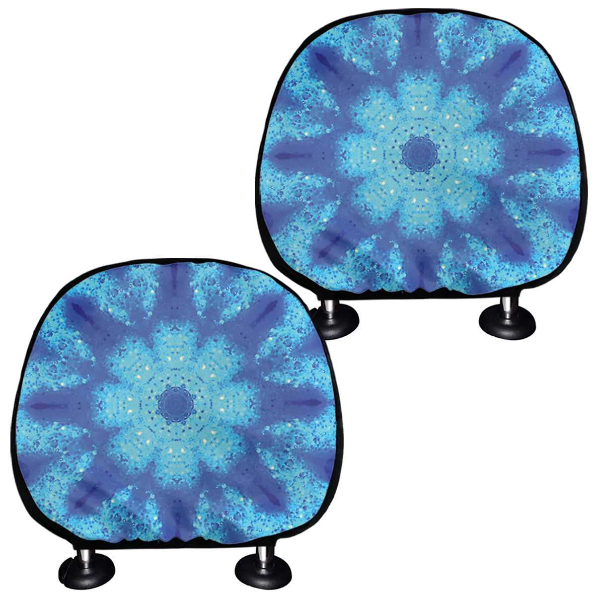 Blue Snowflake Kaleidoscope Print Car Headrest Covers