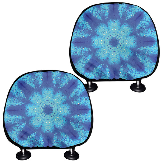 Blue Snowflake Kaleidoscope Print Car Headrest Covers