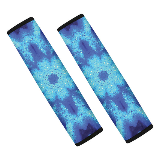 Blue Snowflake Kaleidoscope Print Car Seat Belt Covers