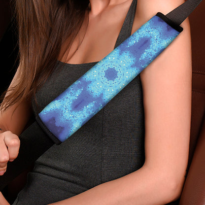 Blue Snowflake Kaleidoscope Print Car Seat Belt Covers