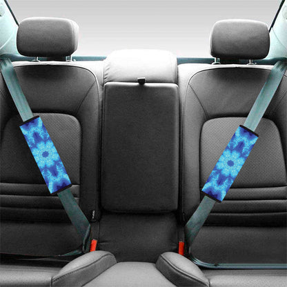 Blue Snowflake Kaleidoscope Print Car Seat Belt Covers