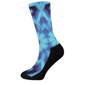 Blue Snowflake Kaleidoscope Print Crew Socks