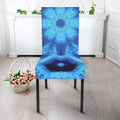 Blue Snowflake Kaleidoscope Print Dining Chair Slipcover