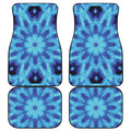 Blue Snowflake Kaleidoscope Print Front and Back Car Floor Mats