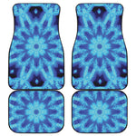 Blue Snowflake Kaleidoscope Print Front and Back Car Floor Mats