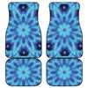 Blue Snowflake Kaleidoscope Print Front and Back Car Floor Mats