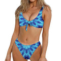 Blue Snowflake Kaleidoscope Print Front Bow Tie Bikini