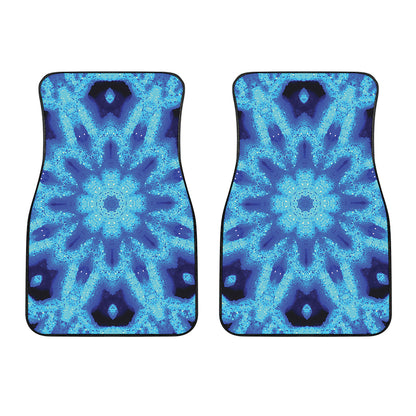 Blue Snowflake Kaleidoscope Print Front Car Floor Mats