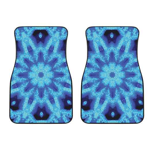 Blue Snowflake Kaleidoscope Print Front Car Floor Mats