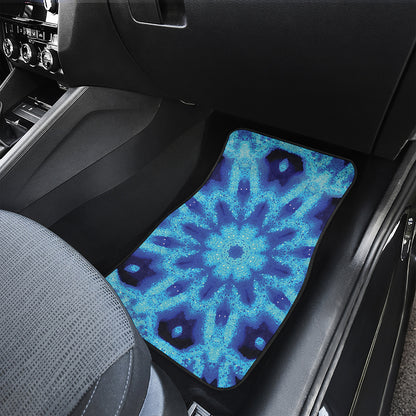 Blue Snowflake Kaleidoscope Print Front Car Floor Mats