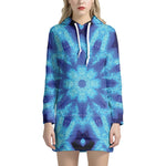 Blue Snowflake Kaleidoscope Print Hoodie Dress