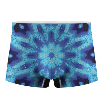 Blue Snowflake Kaleidoscope Print Men's Boxer Briefs