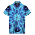 Blue Snowflake Kaleidoscope Print Men's Short Sleeve Shirt