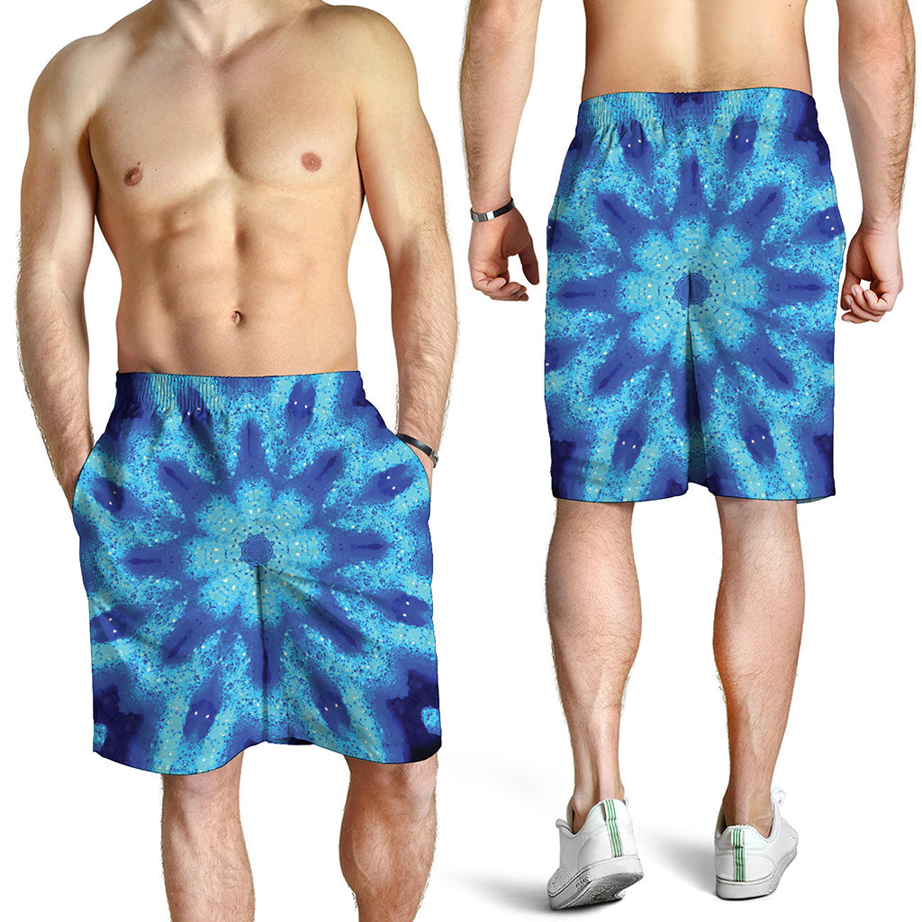 Blue Snowflake Kaleidoscope Print Men's Shorts