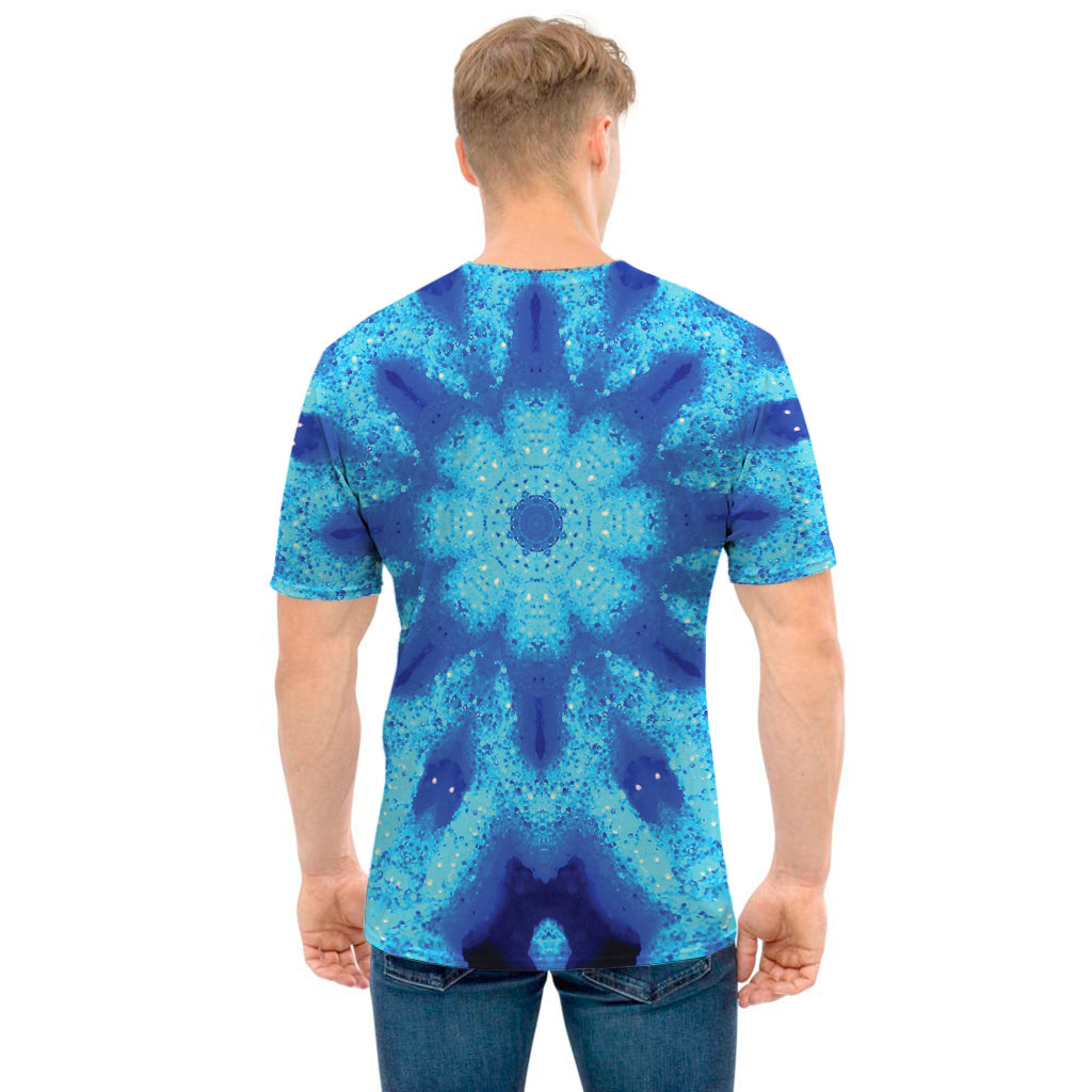 Blue Snowflake Kaleidoscope Print Men's T-Shirt