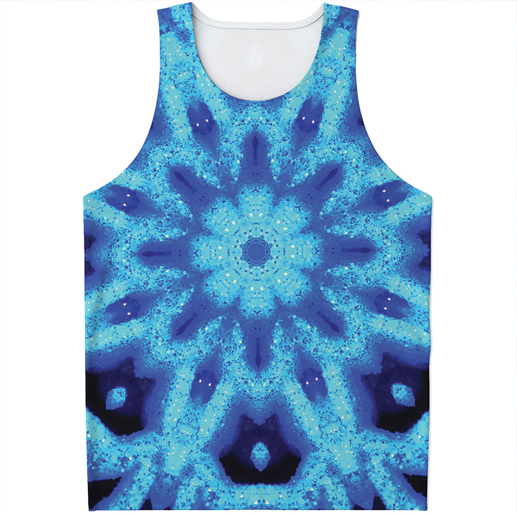 Blue Snowflake Kaleidoscope Print Men's Tank Top