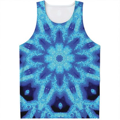 Blue Snowflake Kaleidoscope Print Men's Tank Top