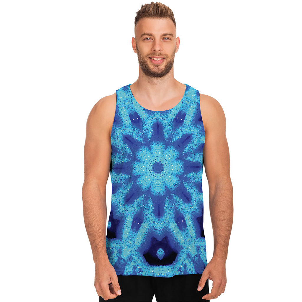 Blue Snowflake Kaleidoscope Print Men's Tank Top