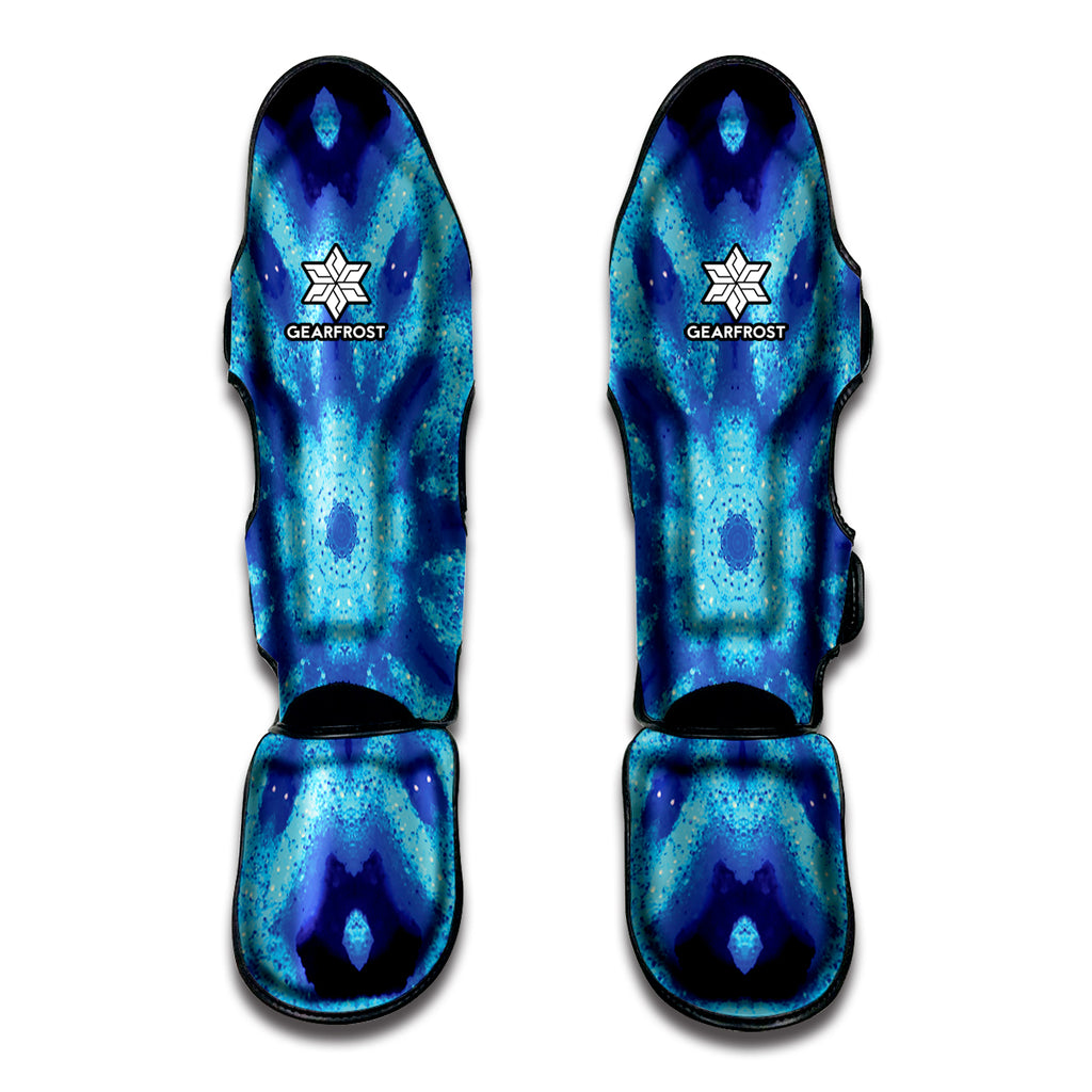 Blue Snowflake Kaleidoscope Print Muay Thai Shin Guard