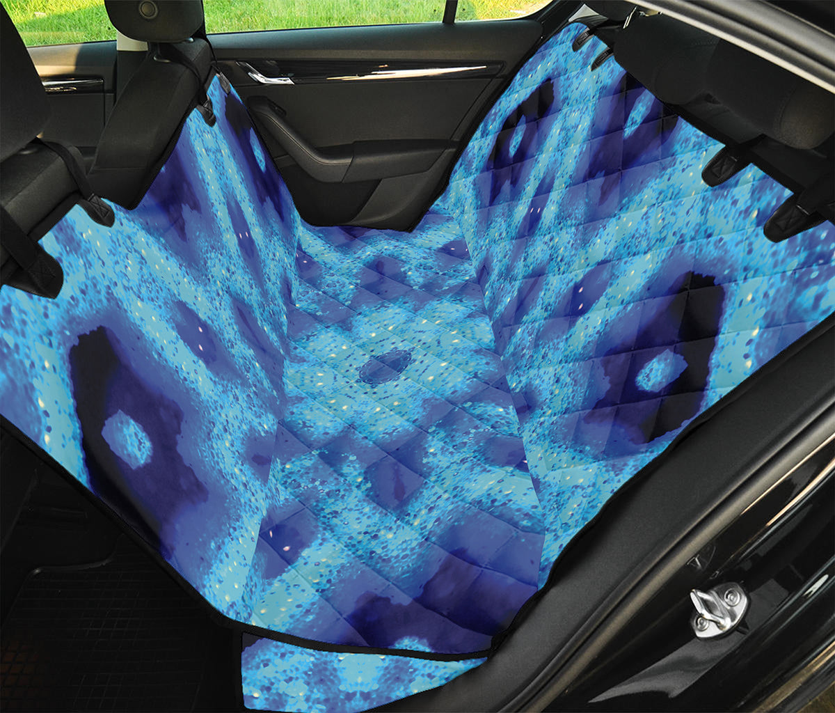 Blue Snowflake Kaleidoscope Print Pet Car Back Seat Cover