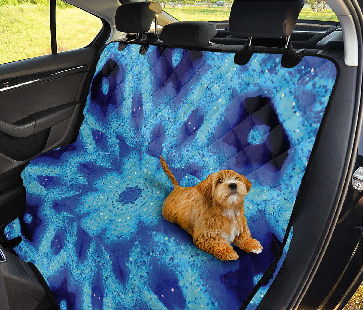 Blue Snowflake Kaleidoscope Print Pet Car Back Seat Cover