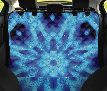 Blue Snowflake Kaleidoscope Print Pet Car Back Seat Cover