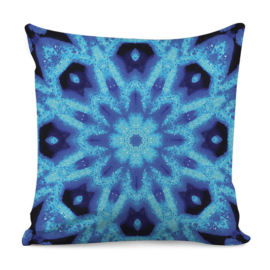 Blue Snowflake Kaleidoscope Print Pillow Cover