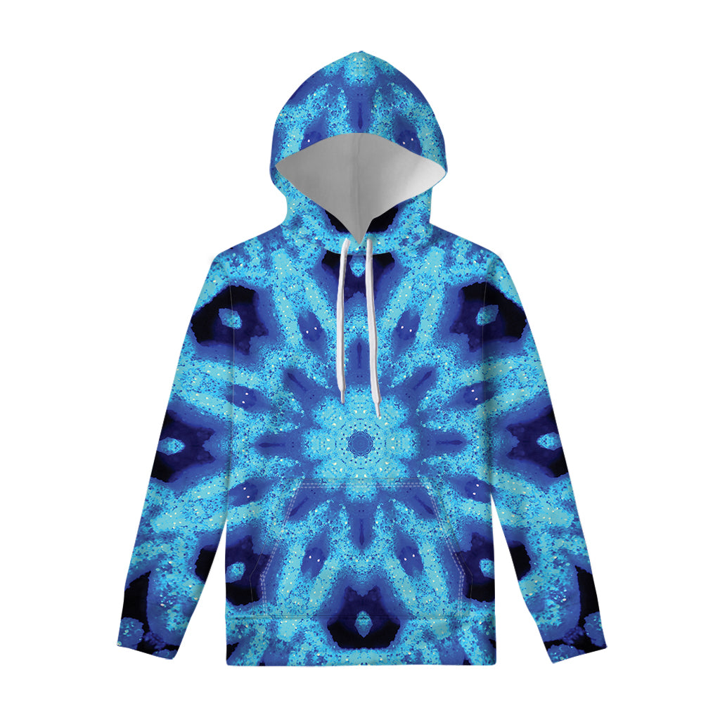 Blue Snowflake Kaleidoscope Print Pullover Hoodie