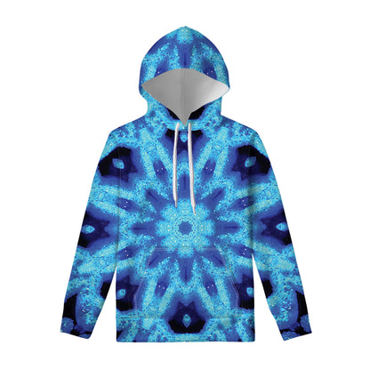 Blue Snowflake Kaleidoscope Print Pullover Hoodie