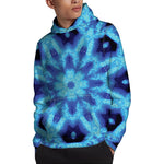 Blue Snowflake Kaleidoscope Print Pullover Hoodie