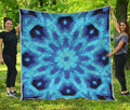 Blue Snowflake Kaleidoscope Print Quilt