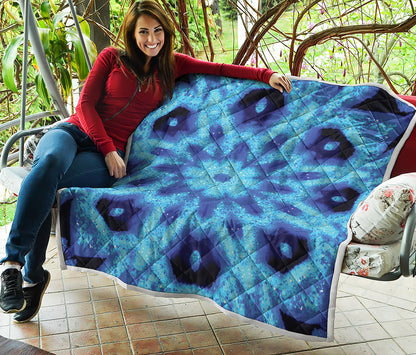 Blue Snowflake Kaleidoscope Print Quilt