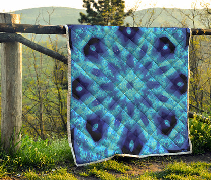 Blue Snowflake Kaleidoscope Print Quilt