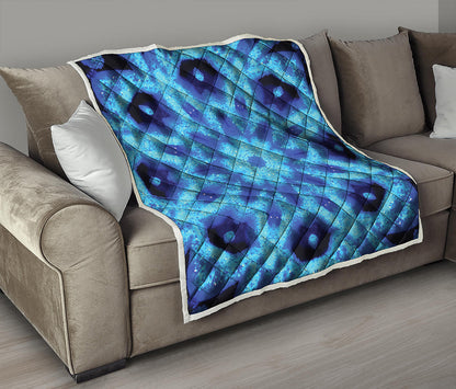 Blue Snowflake Kaleidoscope Print Quilt