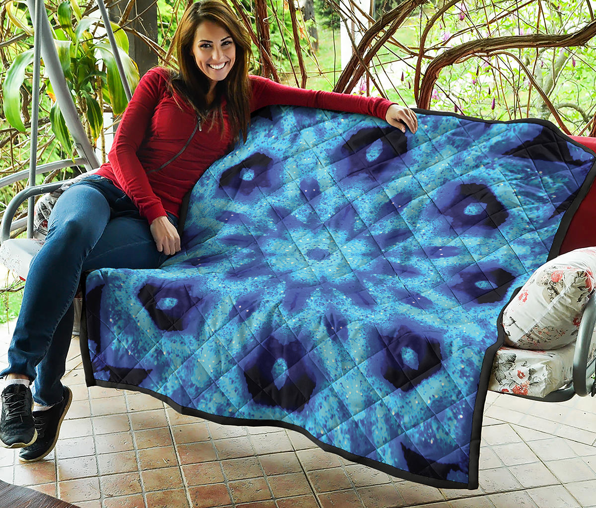 Blue Snowflake Kaleidoscope Print Quilt