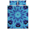 Blue Snowflake Kaleidoscope Print Quilt Bed Set