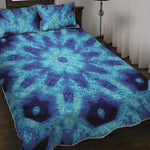 Blue Snowflake Kaleidoscope Print Quilt Bed Set