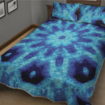 Blue Snowflake Kaleidoscope Print Quilt Bed Set