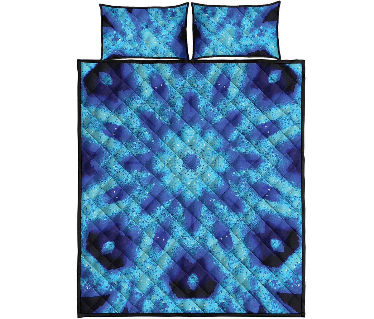 Blue Snowflake Kaleidoscope Print Quilt Bed Set