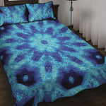 Blue Snowflake Kaleidoscope Print Quilt Bed Set