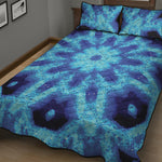 Blue Snowflake Kaleidoscope Print Quilt Bed Set