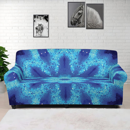 Blue Snowflake Kaleidoscope Print Sofa Cover