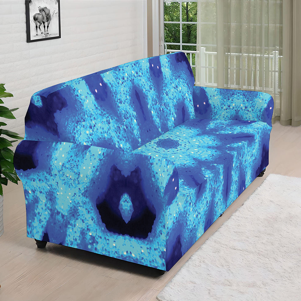 Blue Snowflake Kaleidoscope Print Sofa Cover
